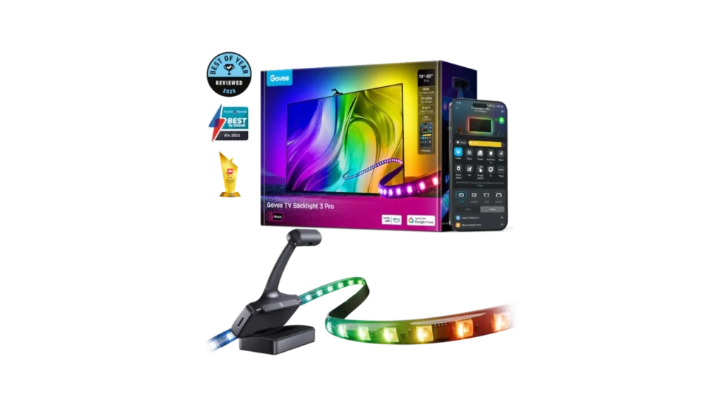 Govee ambient reactive backlighting camera system.