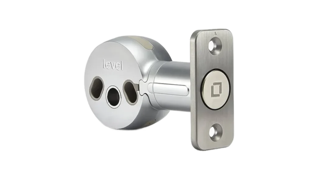 Level Bolt smart lock mechanism that installs completely inside a standard door cavity for invisible security control.
