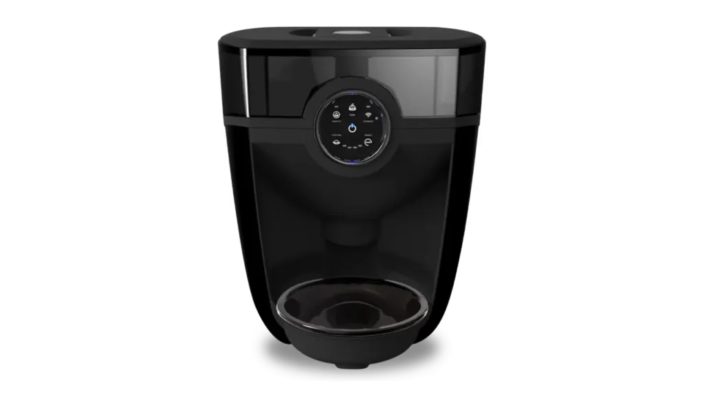 Black Whisker Feeder-Robot automatic cat feeder featuring a large food hopper and control dial.