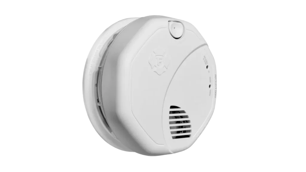 First Alert Z-Wave Plus smart smoke and carbon monoxide alarm side view with vents.