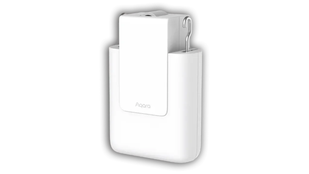 Aqara Curtain Driver E1 Track Version, a white battery-powered motor that automates existing curtains