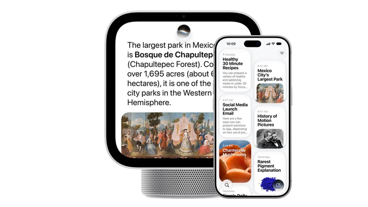 Apple HomeView showing a Siri AI answer next to a paired iPhone